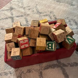 Classic Wooden Alphabet Blocks Set - Red & Natural